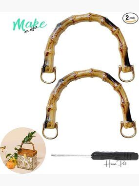 2 Pack Plastic U-Shaped Straw Handbag Handles Replacement for Crochet Bags